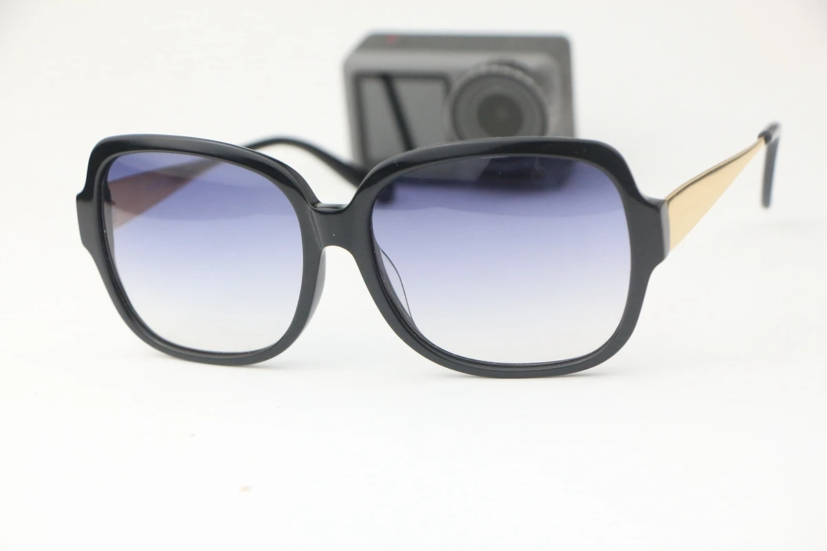 Женские солнцезащитные очки с синими линзами черные большие квадратные