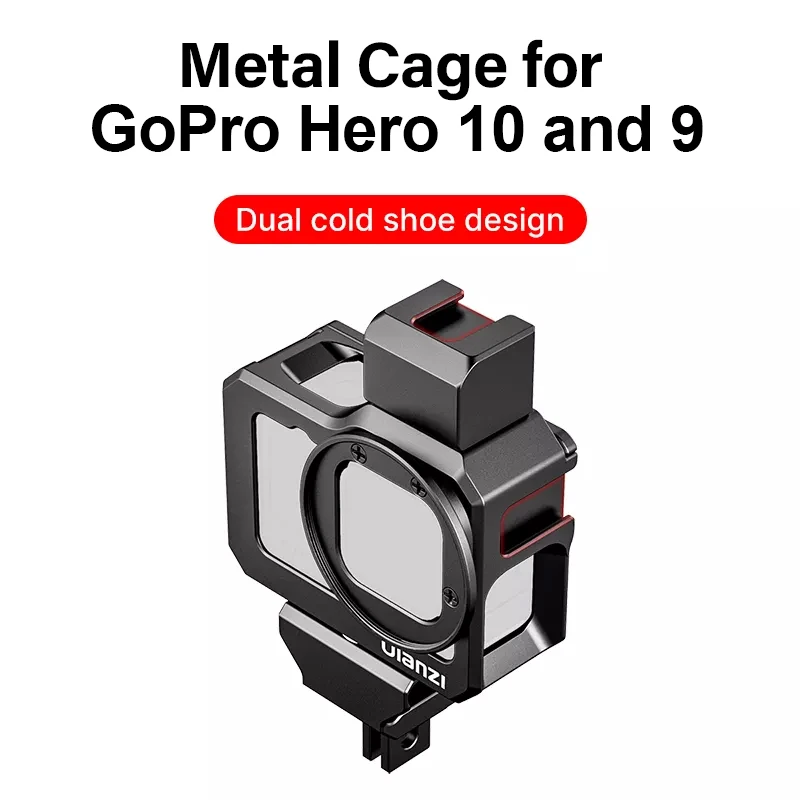 Ulanzi GoPro 9 10 Metal Cage for Hero Frame Case With 52MM Filter Adapter Extend Cold Shoe Mount Mic Fill Light | Электроника
