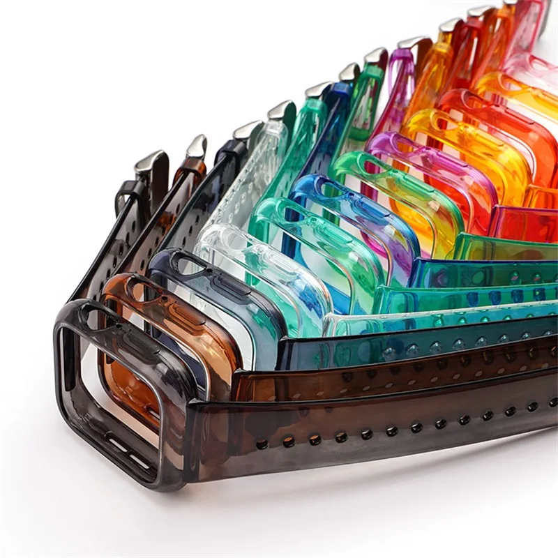 

2in1 Edge Cover TPU Band for Apple Watch Band 44mm 40mm 42mm 38mm Accessories TPU Transparent Bracelet iWatch Series 6 5 4 3 2 1