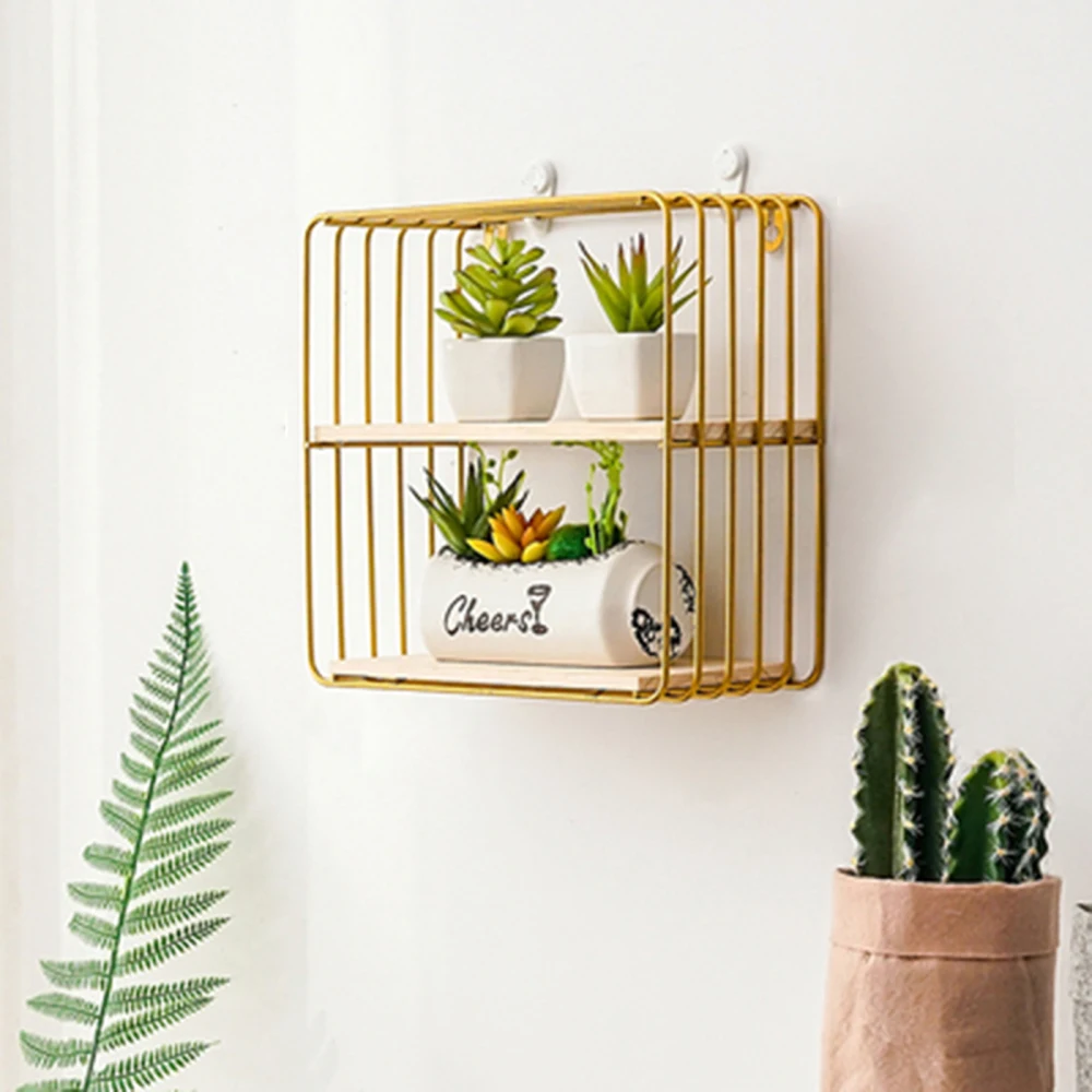 

Kitchen Shelf Home Wall Decoration Racks Plant Planter Storage Garden Eco-Friendly Stocked Metal Art Black Golden Balcony
