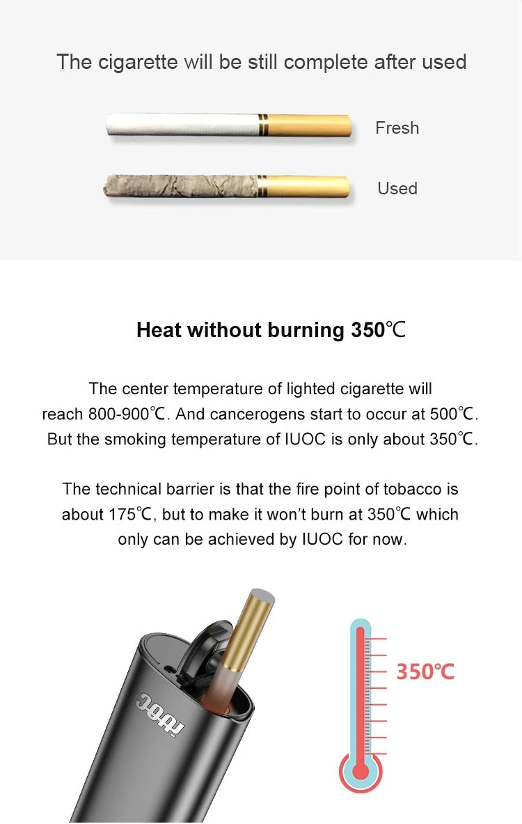 Нагревание не горит Vape устройство IUOC 2,0 использование для обычных сигарет с подогревом табака для нашего здоровья против электронной сигареты