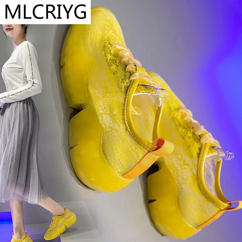 

Spring 2021 New Women Lace-up Casual Shoes Walking Comfortably Fashion Women Vulcanized Shoes Platform Non-slip Woman Sneakers