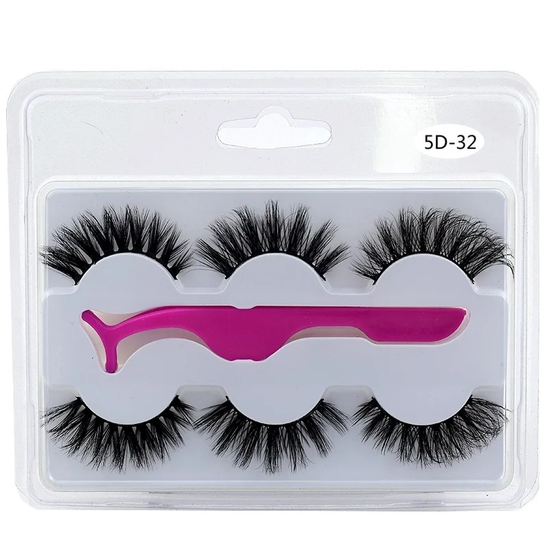 Ресницы норковые многоразовые ручной работы с 1 пинцетом 3 пары|Накладные