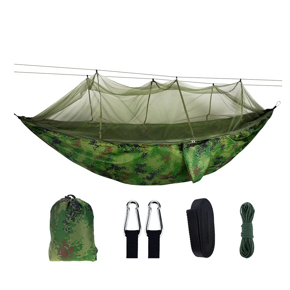 

Portable Outdoor Camping Hammock with Mosquito Net High Strength Parachute Fabric Hanging Bed Hunting Sleeping Swing 1~2 person