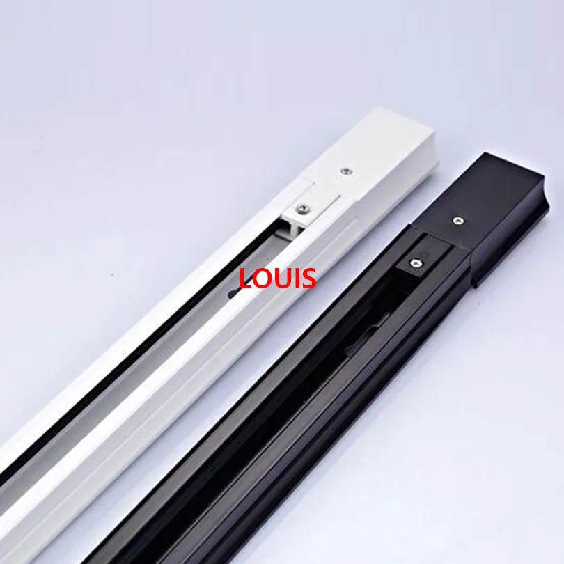 YRANK Rail for LED Track Light , Black White Rails , 3 Wires 1 Phase Track Rail for LED Track Lamps 1M/piece L T Connector