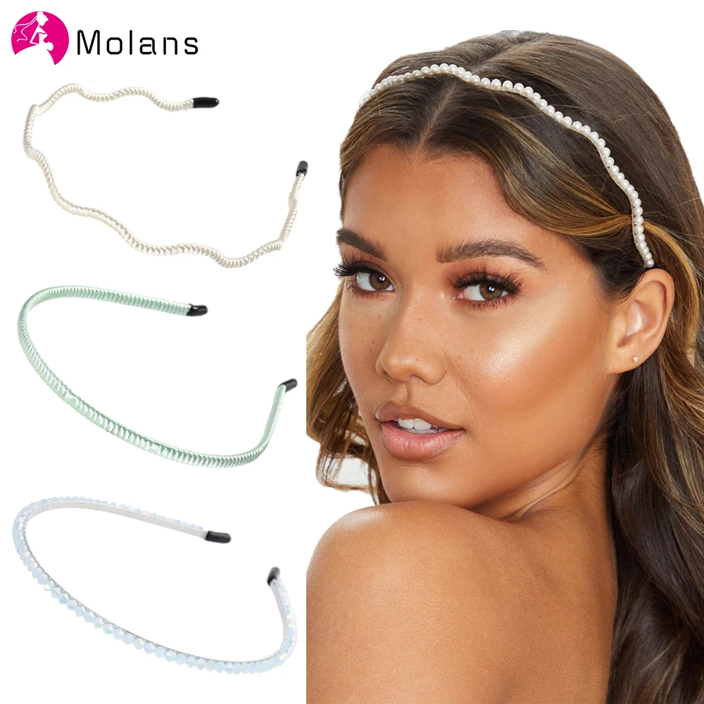 Женский ободок для волос Molans однотонные стразы из сплава аксессуары волос| |
