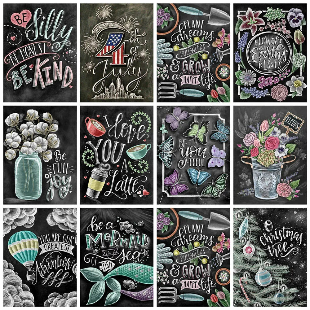 Картина из квадратных страз с цветами Новое поступление вышивка черная доска