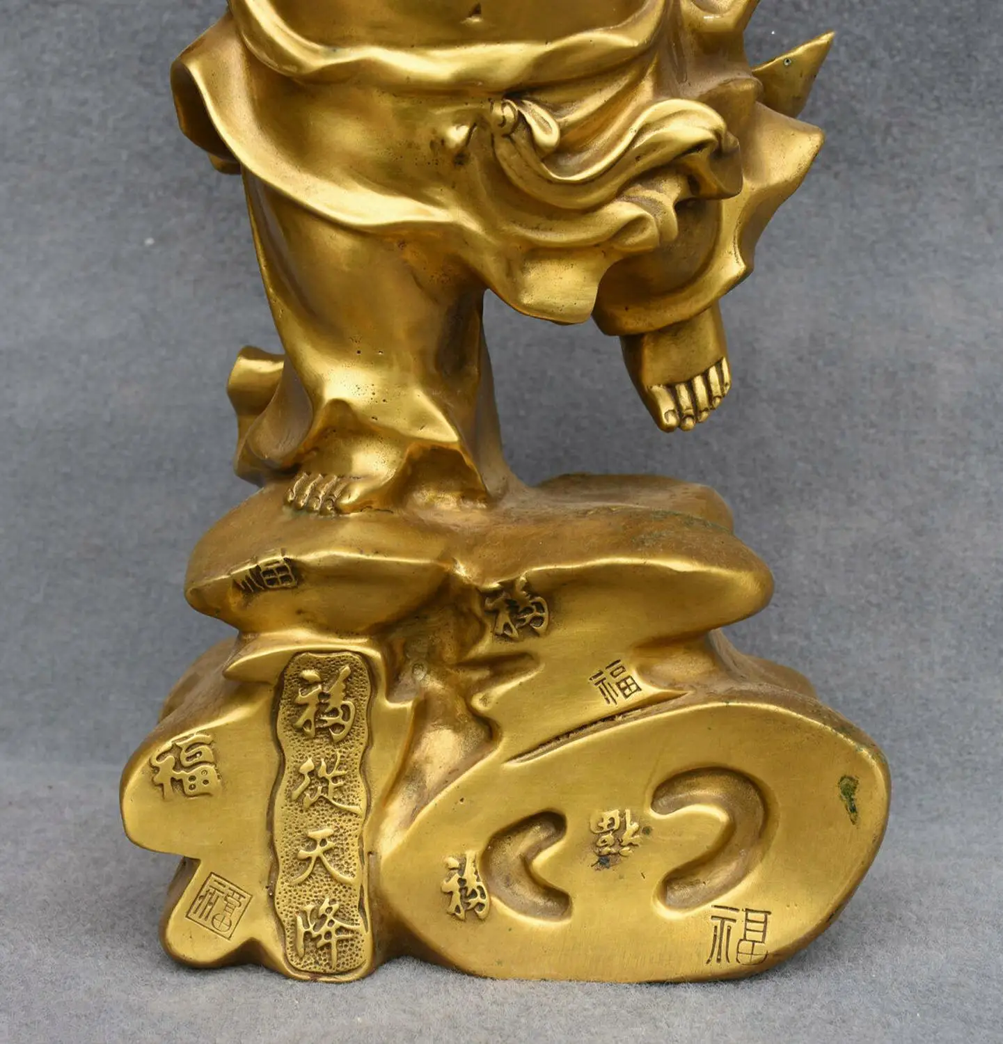 

wedding decoration 15" Chinese Buddhism Pure Copper Brass Fu Happy Laughing Maitreya Buddha Statue