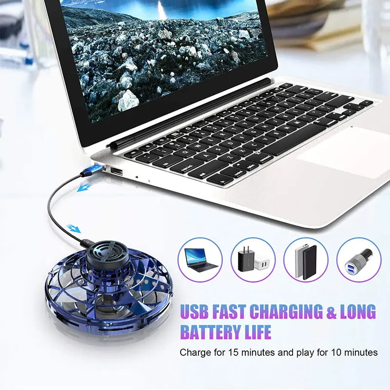 Мини Дрон UFO Летающий Спиннер вертолет с ручным управлением индукционный