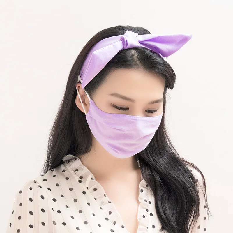 

2 in 1 Button Headband Mask Turban Hairs Accesories Yoga Sports Elastic Headband Women Fashion With Mask Women