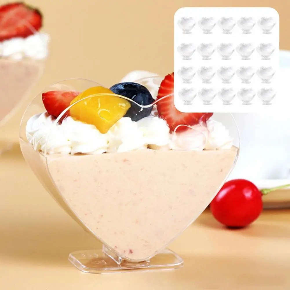 

Десертная миска в форме сердца, простая, пригодная для переработки мини-миска для дегустации, прозрачная чашка для пирожных