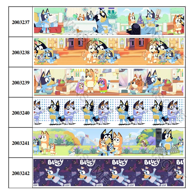 Новое поступление банты для волос Bluey с австралийским мультяшным принтом 5 ярдов