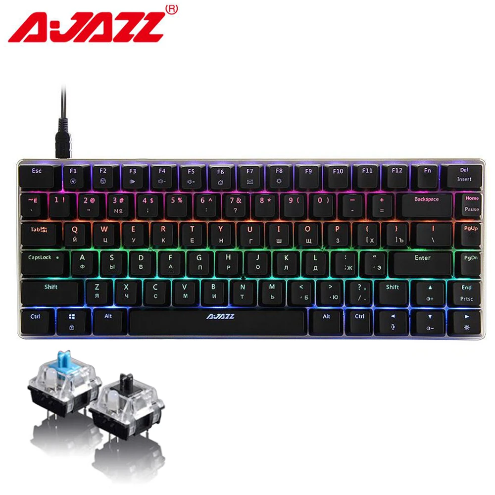 Игровая механическая клавиатура Ajazz AK33 русская/английская Проводная с 82 кнопками