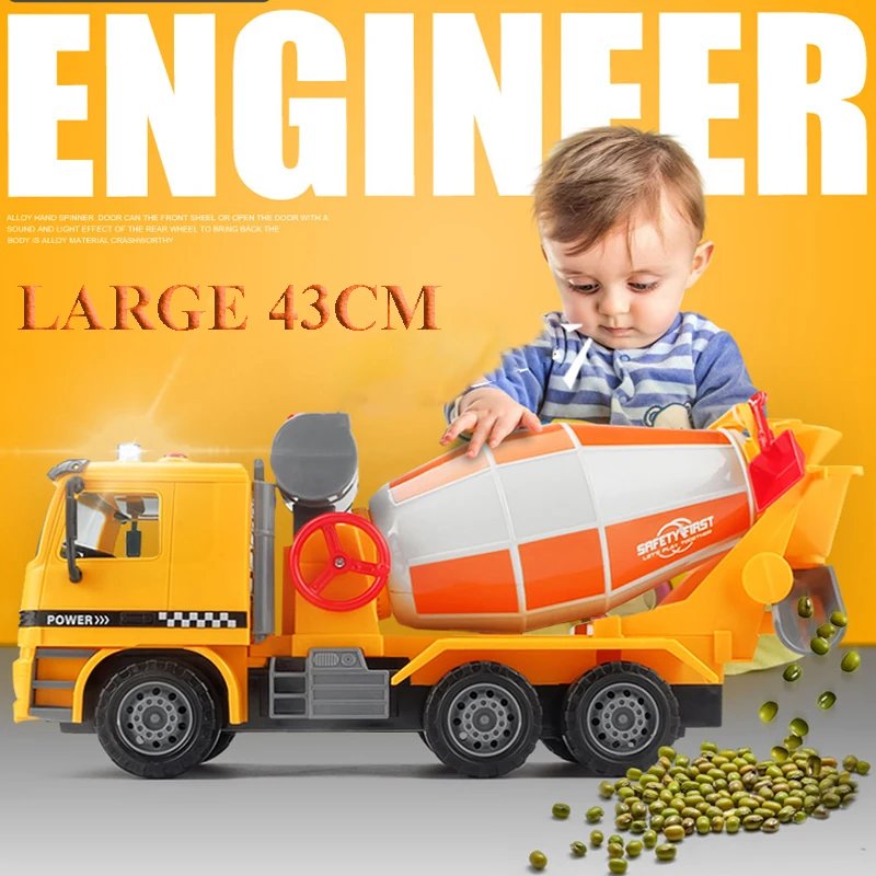

43CM Oversized Inertia Simulation Lighting Music Mixing Cement Dump Truck Engineering Vehicle Loadable Model Children's Toy Gift