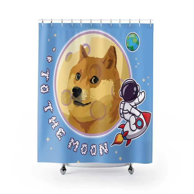

Занавеска для душа «Луна» Dogecoin, забавный Декор для ванной
