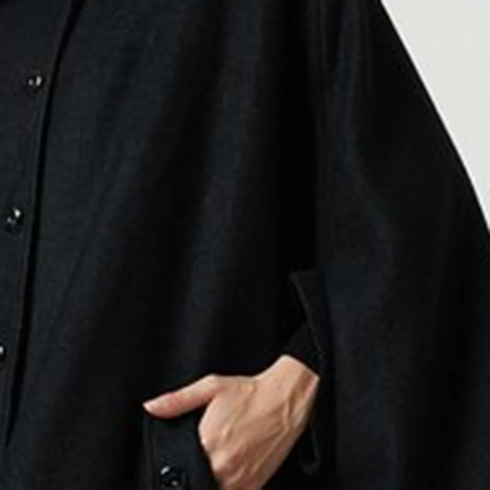 Женская Черная шерстяная накидка Bohoartist свободное повседневное пончо на