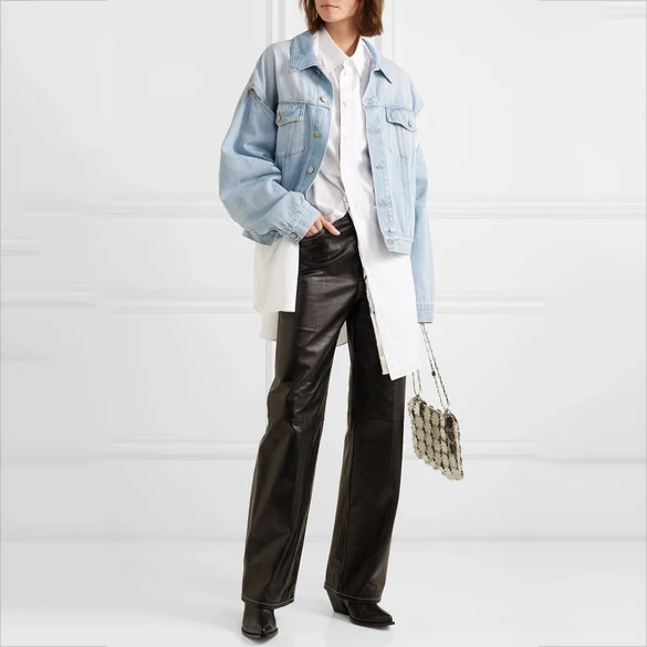 DEAT 2020 autumn and winter turn-down collar lantern sleeves single breasted two ways wearing vintage denim jacket WJ04405L | Женская