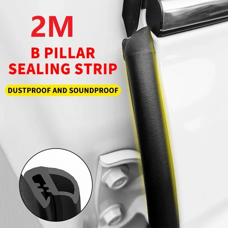 

2M Car Door Edge Weatherstrip Rubber Sealing B Pillar Noise Windproof Protection Front Auto Sealant Accessories Decoration Strip