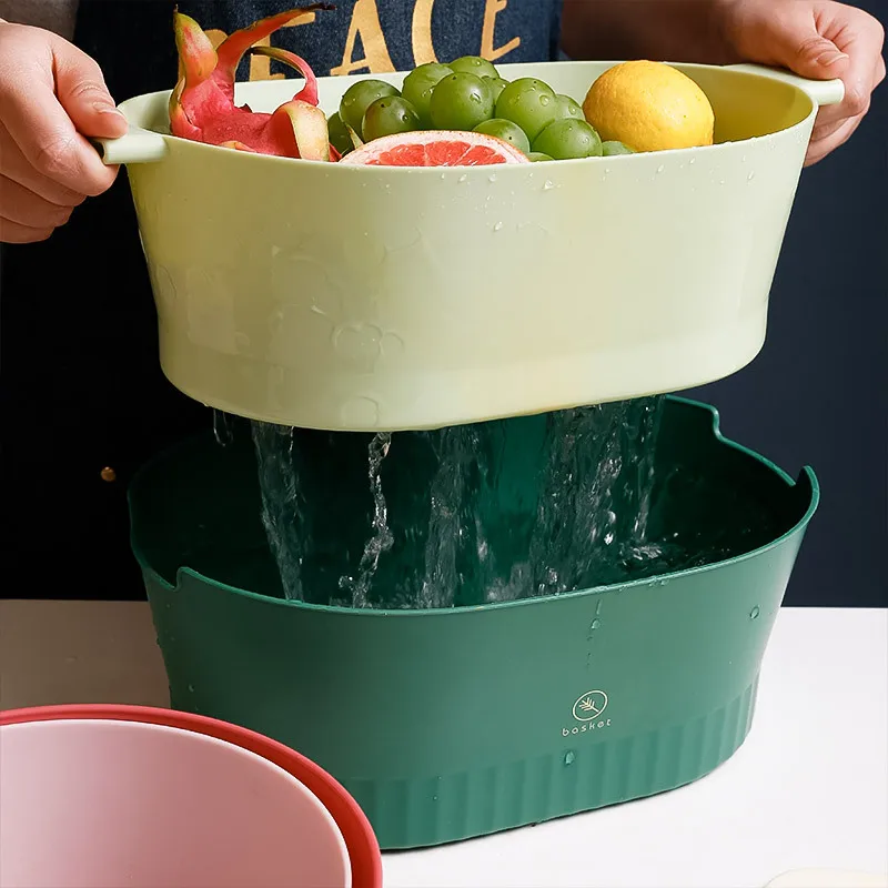 

Kitchen Drain Box Double-layer Under The Sink Sink Filter Basket Bowl Washing Rice Vegetable and Fruit Basket Filter Colander