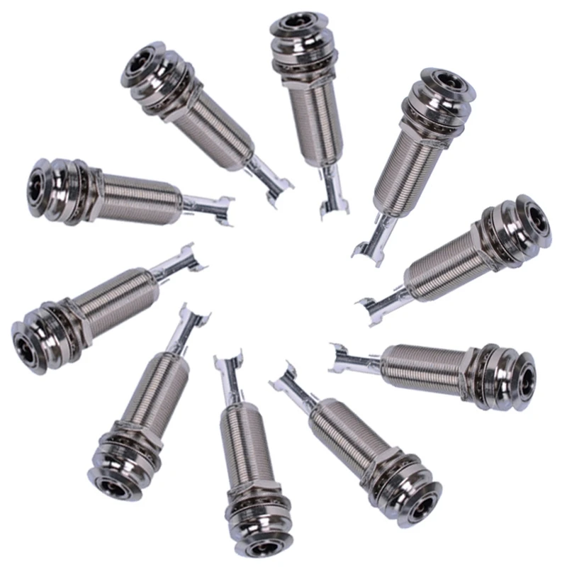 

10PCS Guitar Pickup Endpin Output Jack Nickel Strap Lock Chrome