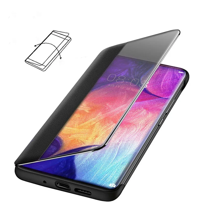 Смарт Clear View Флип Чехол для телефона для samsung Galaxy A50 A30 A20 A10 A60 A70 кожа Защитный чехол 30 50 70 10 20 60 40 крышка