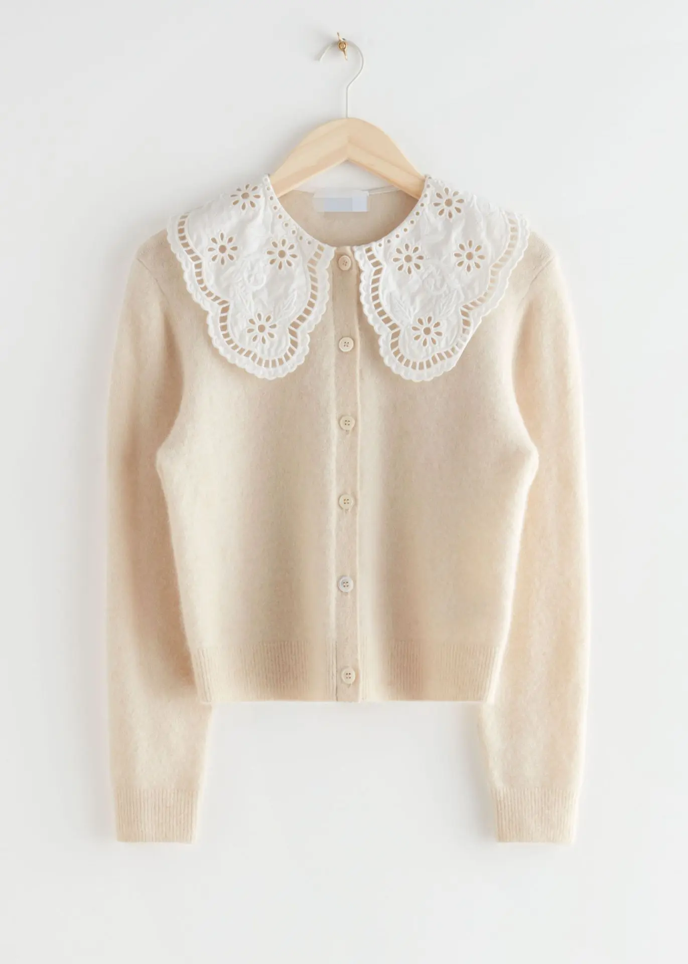 

Women 2021 New Sweater Casual Loose Lace Lapel Long Sleeve Embroidered Sweater Knitwear Women