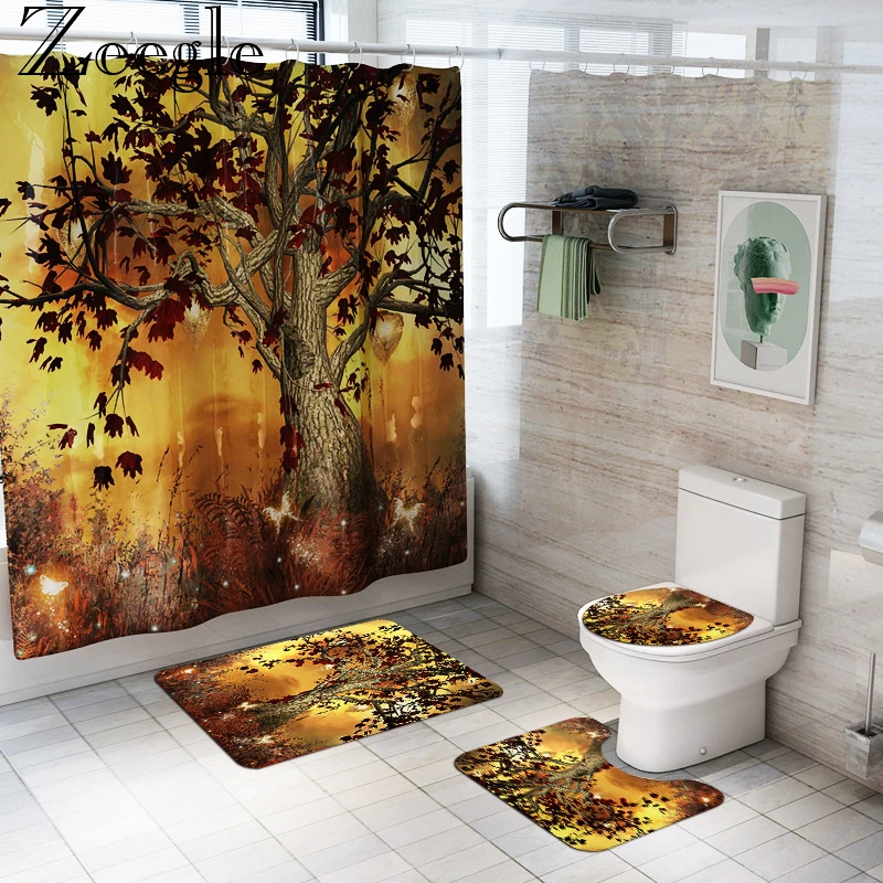 Zeegle Европейский Стиль коврик для ванной душевая Шторы Ванная комната ковер набор