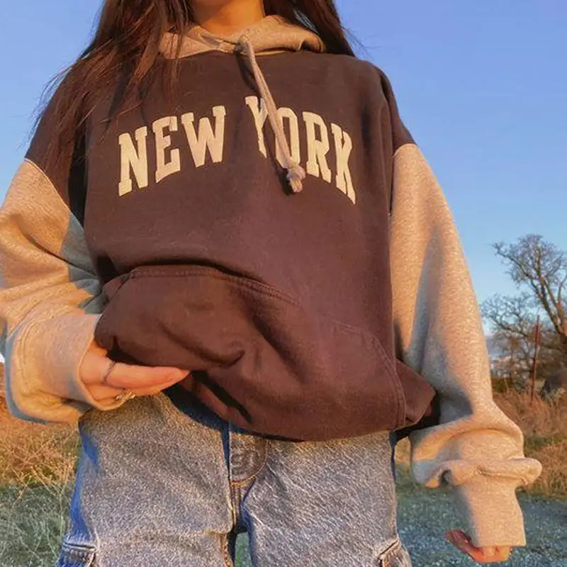 

Vintage Brown Brand Letter Printed Bts Sweatshirt Women Hoodie Oversized Long Sleeve Winter Tops Fashion Teens Girls Large 2XL