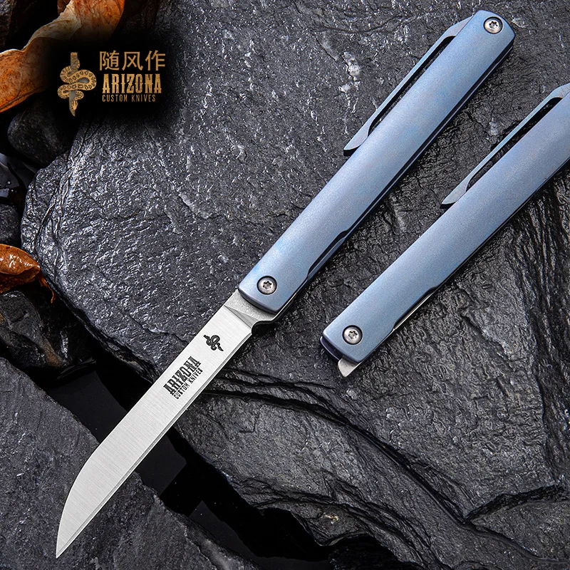 Складной нож из тонкого титана уличный острый Портативный карманный мини