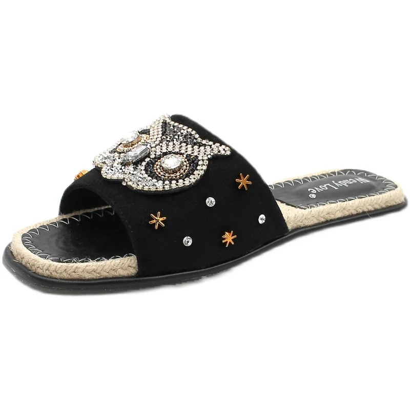 

Slippers Women Summer Glitter Slides Sliders Shoes Pantofle Fashion Jelly Soft Flat 2021 Luxury PU Fabric Crystal Scandals Rubbe
