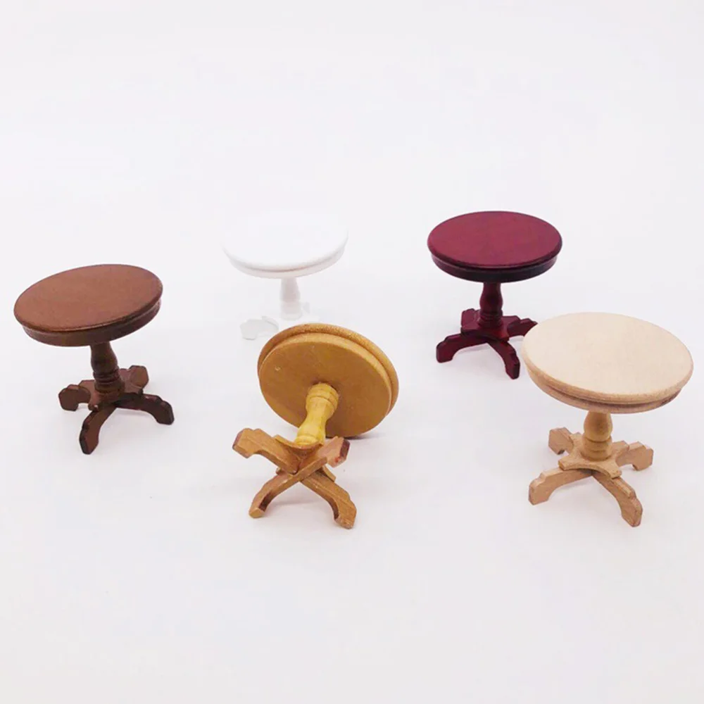 

1Pc Lovely Mini House Furniture Decorative Mini Round Desk Miniature Adornment