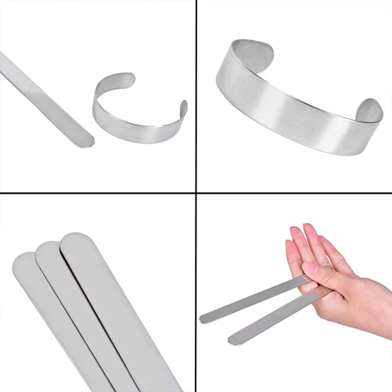 

Bracelet Bending Bar Kit, 10 Pcs Stainless Steel Bracelet Blank DIY Bangle Blank Cuff, Metal Engraving Bracelet Blanks
