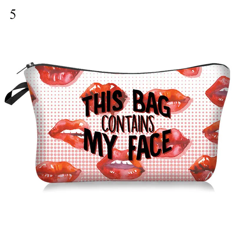 Сексуальные сумки для макияжа с красными губами женская косметичка разноцветным