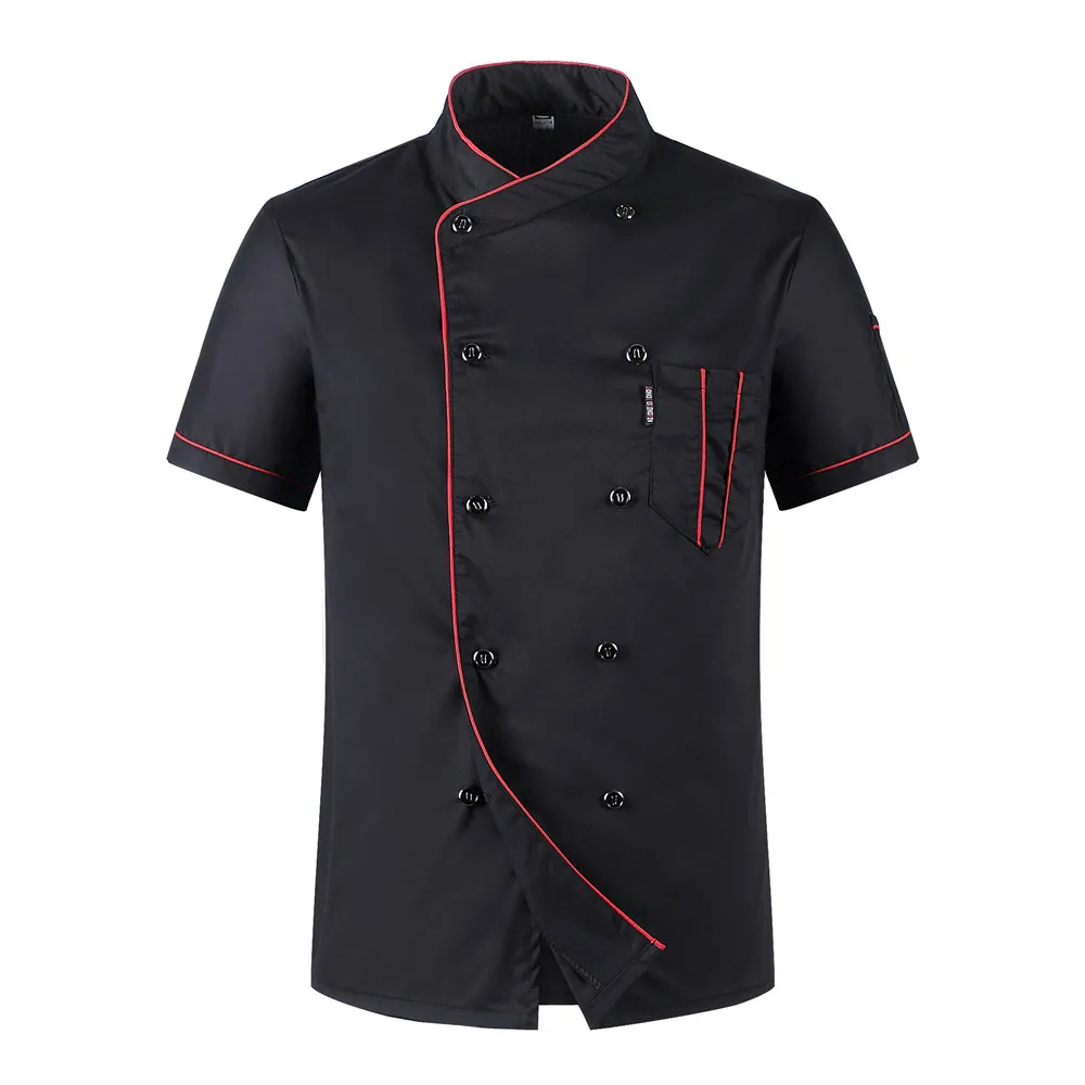 

Wholesale Unisex Kitchen Chef Uniform Bakery Food Service Cook Short Sleeve shirt Breathable Double Breasted Chef Jacket clothes