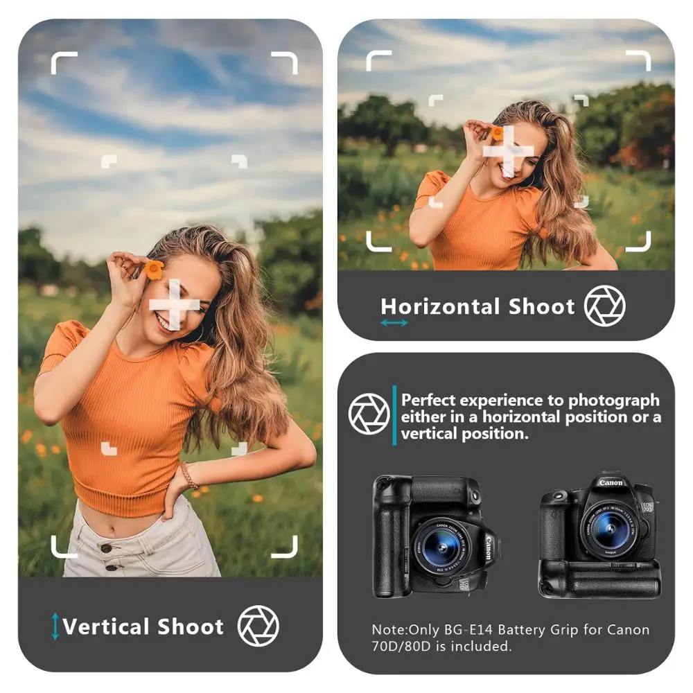 Neewer Батарейный держатель работает с LP-E6 батареей или 6 батареек AA для камеры Canon EOS