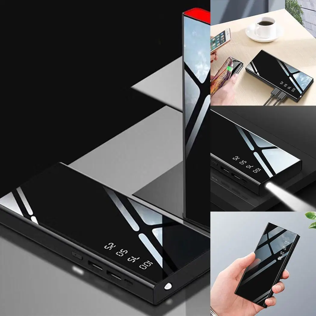 1000 мАч портативный Банк питания блестящее зеркало цифровой дисплей с