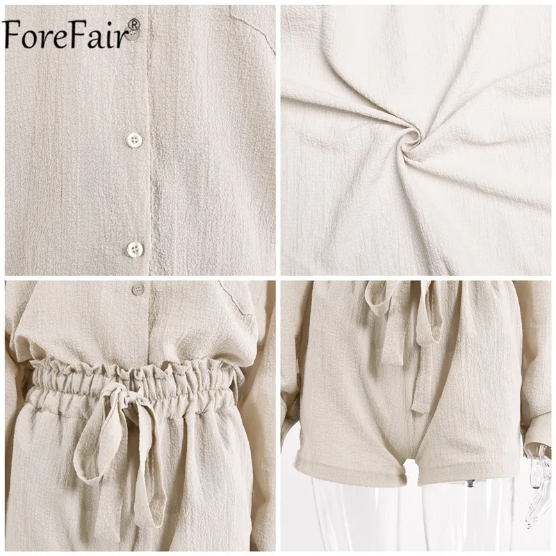 

Forefair Autumn Black Casual Tracksuit Women Set Long Sleeve Top Shirts And Shorts High Waist Two Piece Set Loose Outfits Ladies