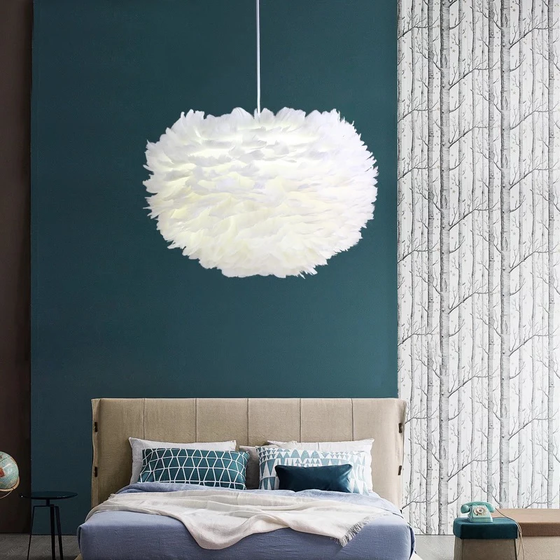 Подвесной светильник с белыми перьями Artpad домашний Креативный светодиодный для