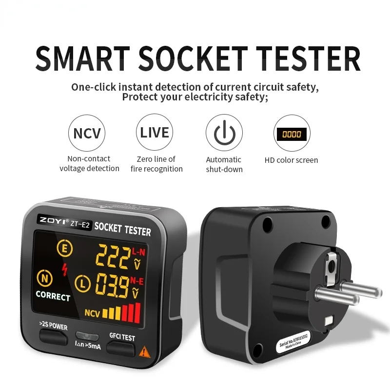 

Фонарик для проверки напряжения, фонарик с ЖК-дисплеем для проверки последовательности фаз, штепсельная вилка Европейского/американского/...