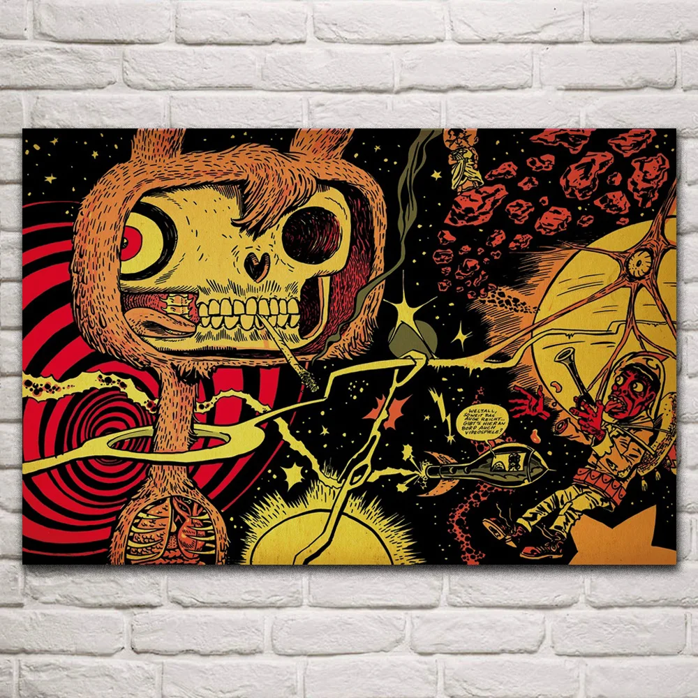 Кролик череп внутри космоса корабль мексиканские астероиды звезды солнце