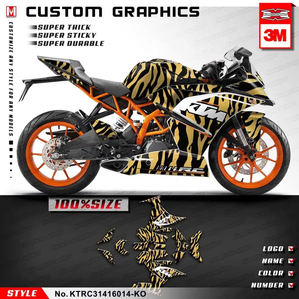 KUNGFU графика наклейки для мотоциклов комплект клейкие черные для KTM RC 125 200 RC125 RC200 Venom стиль - Цвет: KTRC31416014-KO