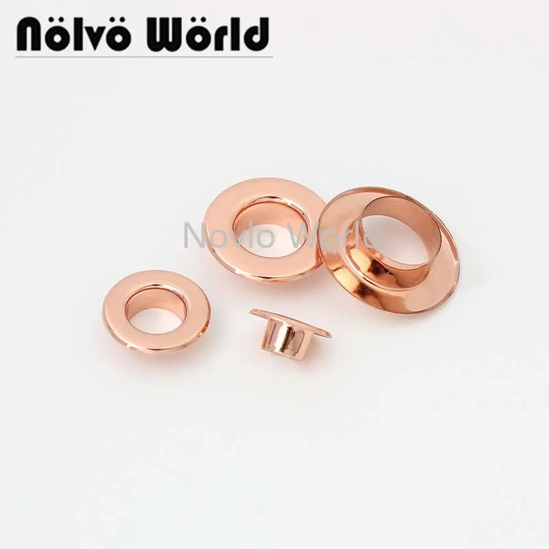 

20-100pcs rose gold color 6mm 8mm 10mm 12mm Copper round eyelet thin grommets for bag purse chain