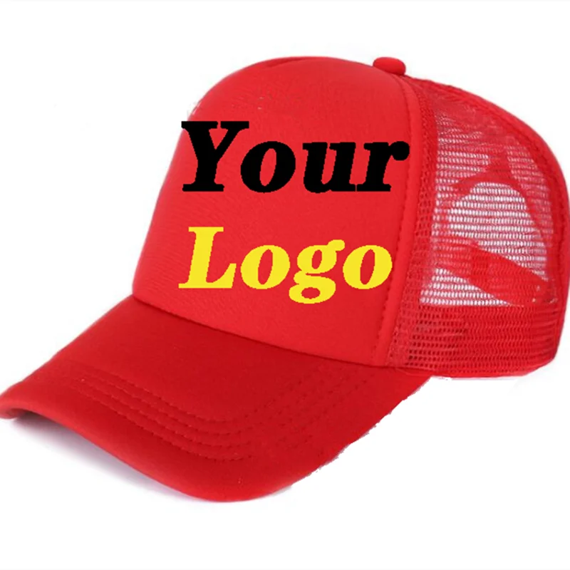 

Only 1pcs Free DIY OEM Custom LOGO 100% Polyester Men Women Baseball Cap Mesh Snapback Print Logo Trucker Hat