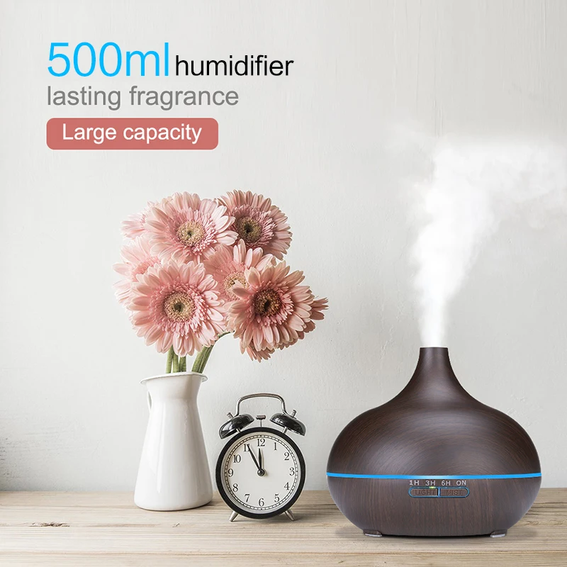 500ml Aromatherapy Diffuser Air Humidifier Ultrasonic Fogger With 7 Color LED Office Iight Household Diffuser Air Freshener Hous