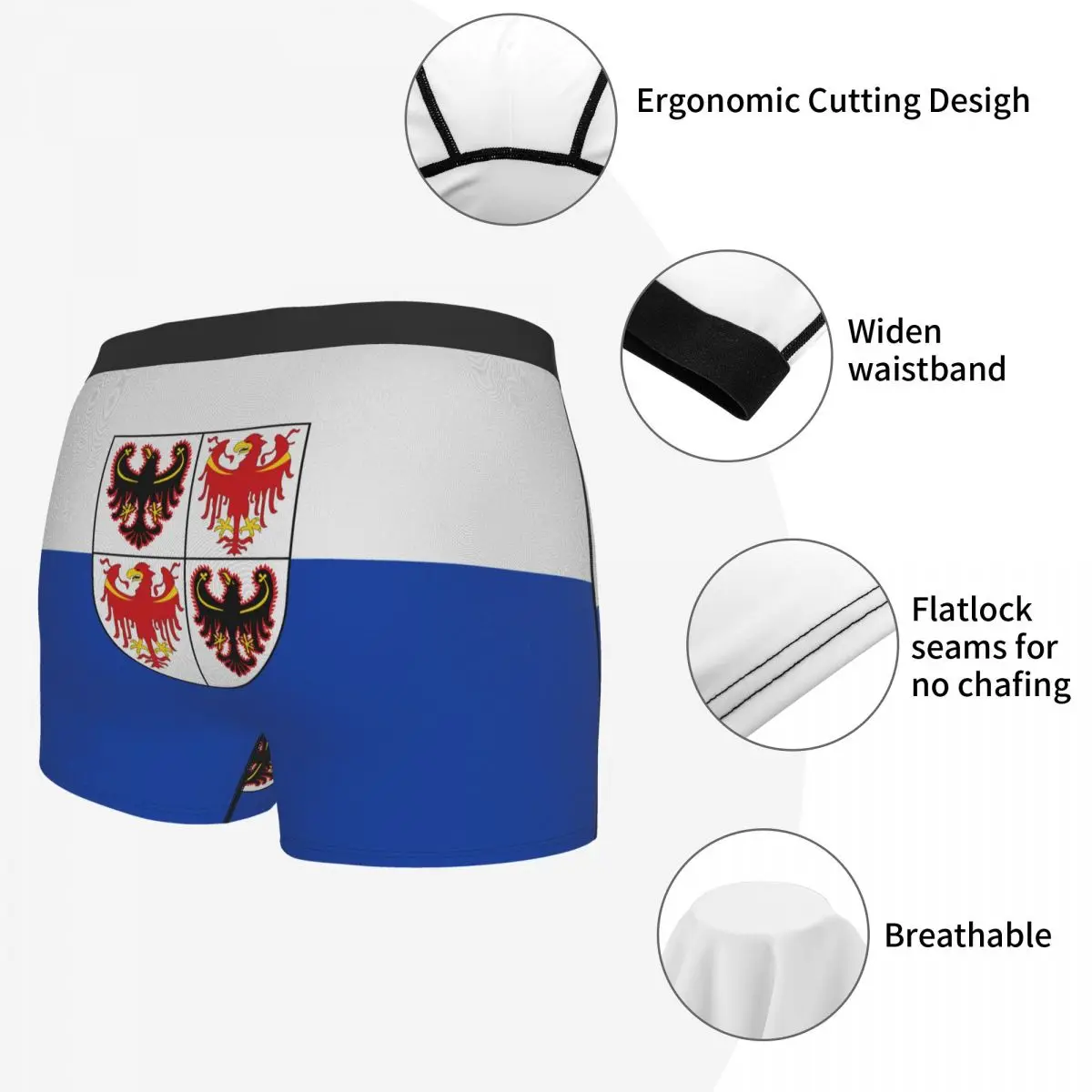 Flag Of Trentino-South Tyrol Men's Boxer Briefs regions of Italy Funny Novelty elastic pants for men