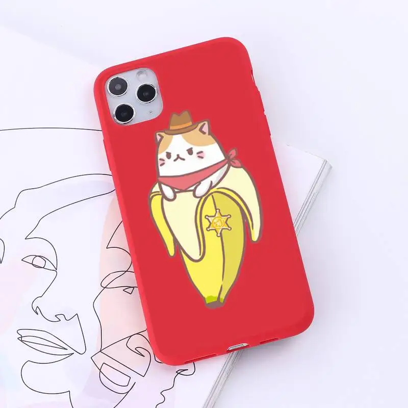 

Cartoon cute banana dress up cat Phone Case Candy Color for iPhone 6 7 8 11 12 s mini pro X XS XR MAX Plus