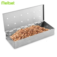 stainless steel bbq smoker box wood chips barbecue smoker indoor outdoor charcoal bbq grill meat infused smoke box bbq tools