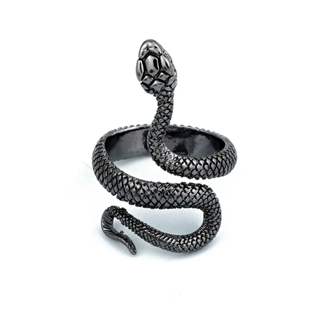 

New European New Retro Punk Exaggerated Spirit Snake Ring Fashion Personality Stereoscopic Opening Adjustable Ring Jewelry