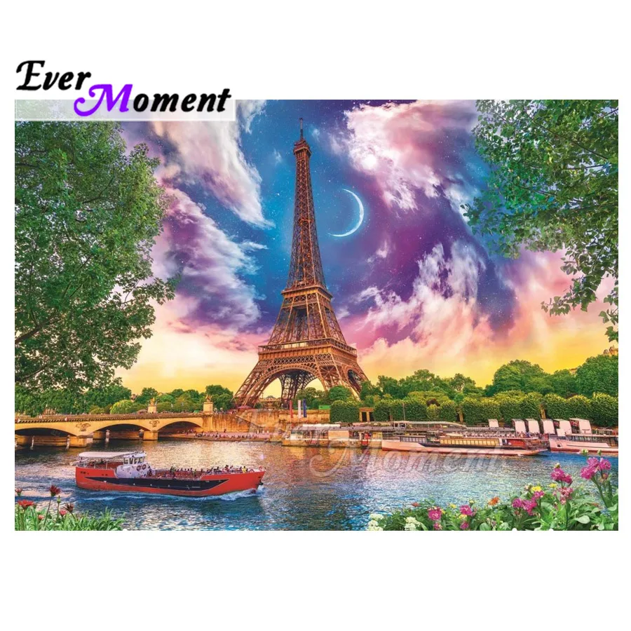 

Ever Moment Diamond Painting Cross Stitch Tower River Moon Full Square Drill Mosaic Rhinestone 5D DIY Diamond Embroidery S2F2333
