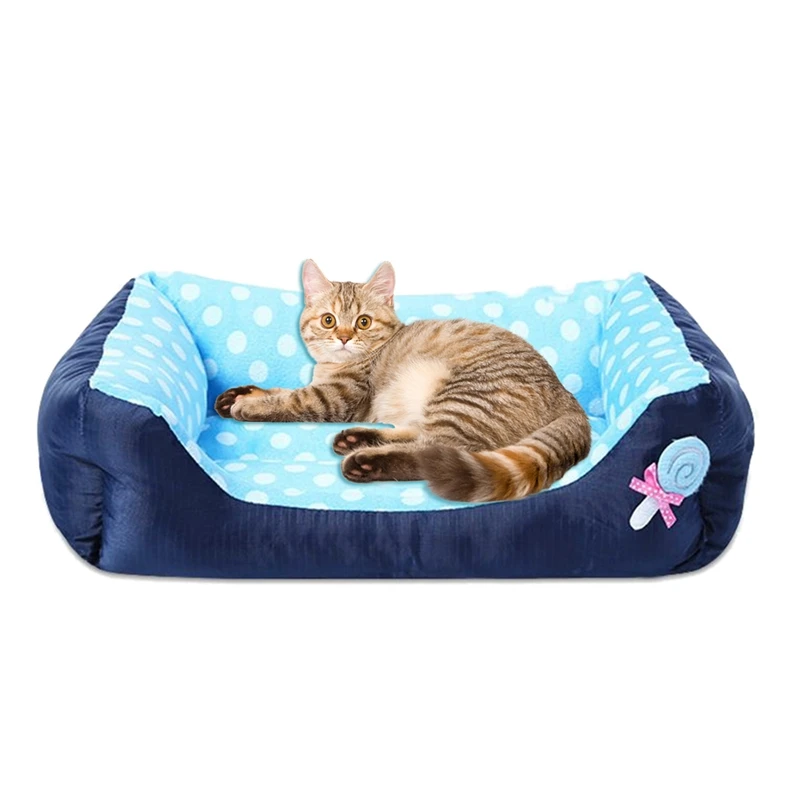 Зимний диван для собак бархатная кровать питомцев в горошек щенка котенка